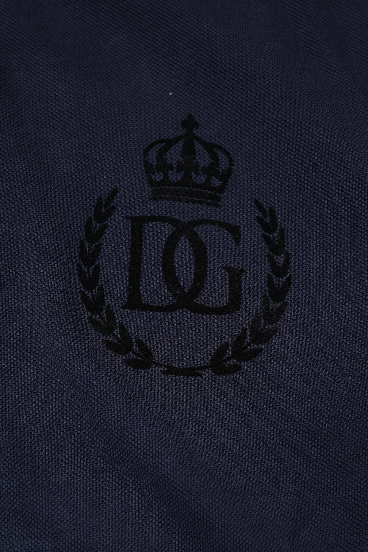 Dolce & Gabbana Dark Blue Cotton Crown Collared Polo T-shirt