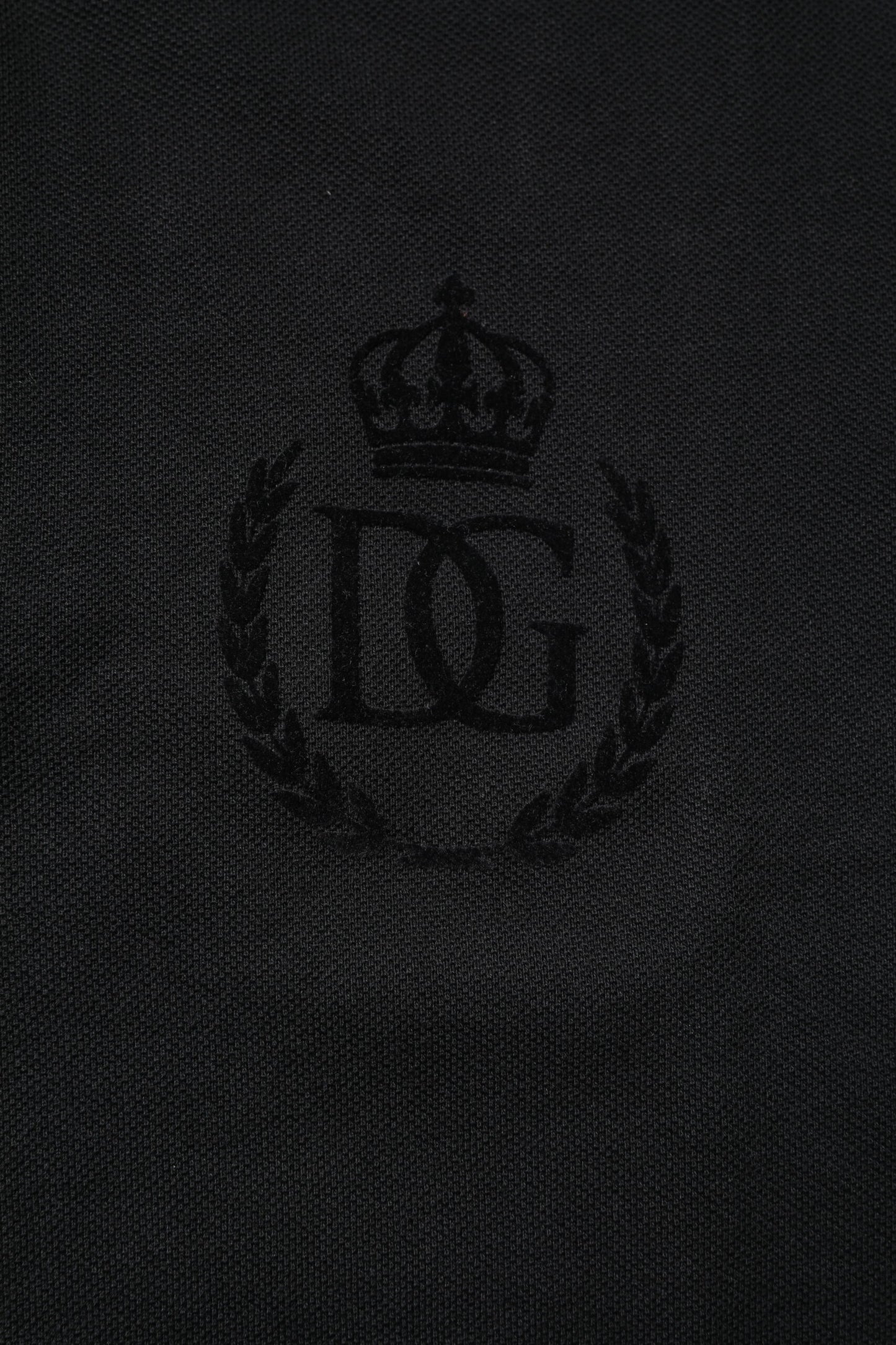 Dolce & Gabbana Black Cotton DG Logo Collared Polo T-shirt