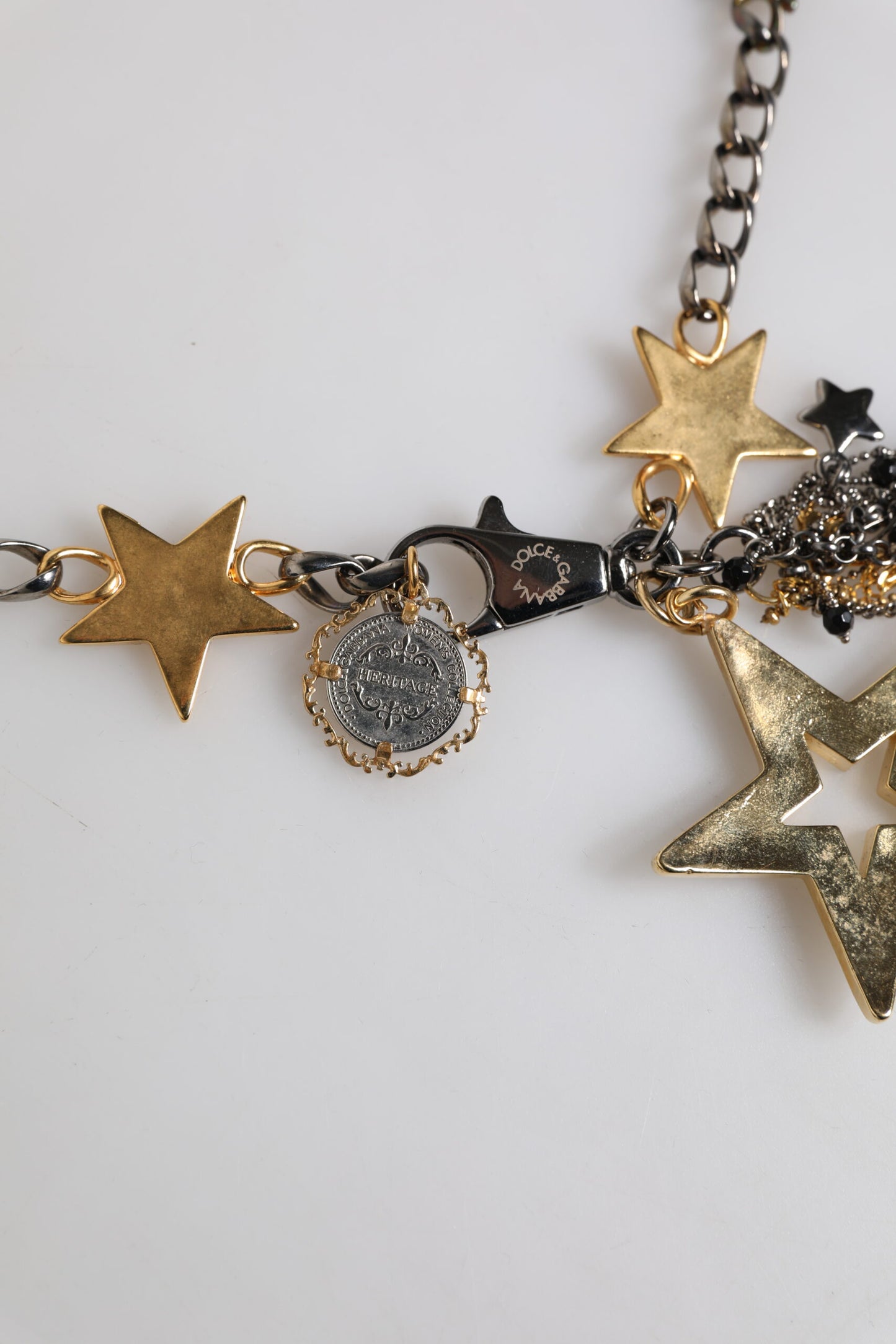 Dolce & Gabbana Silver Gold Brass Embellished Waist Chain Belt