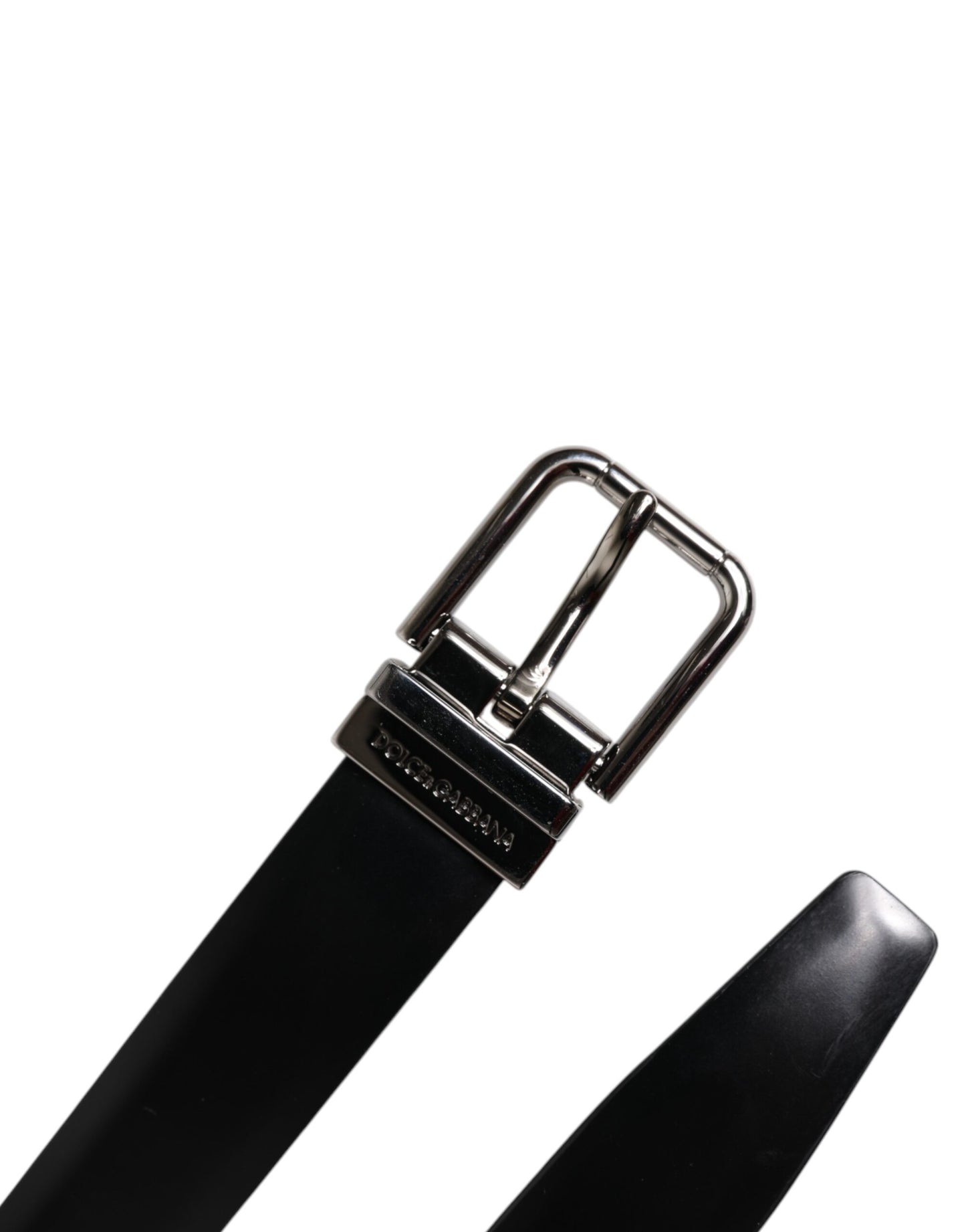 Dolce & Gabbana Black Solid Leather Classic Waist Buckle Belt
