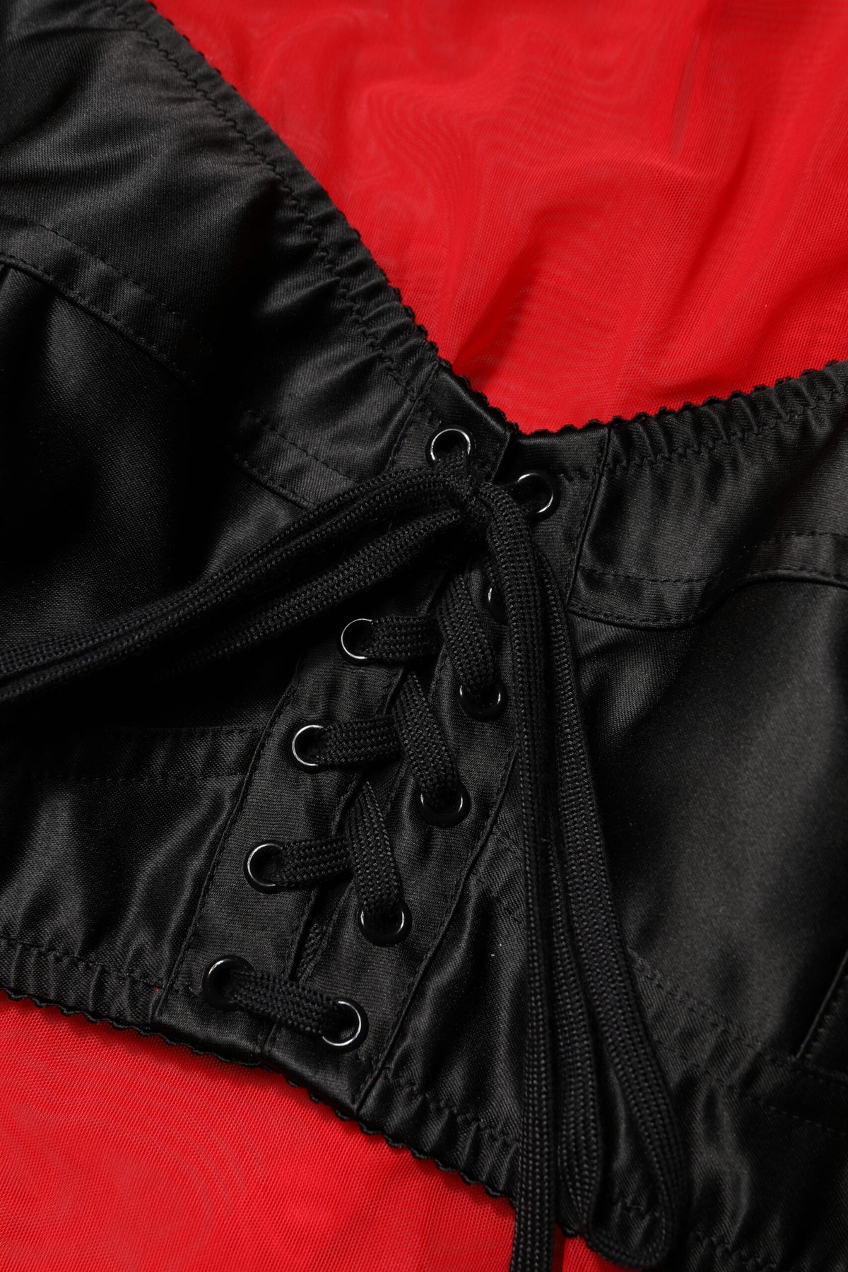 Dolce & Gabbana Red Black Bustier Detailing Long Sleeves Top