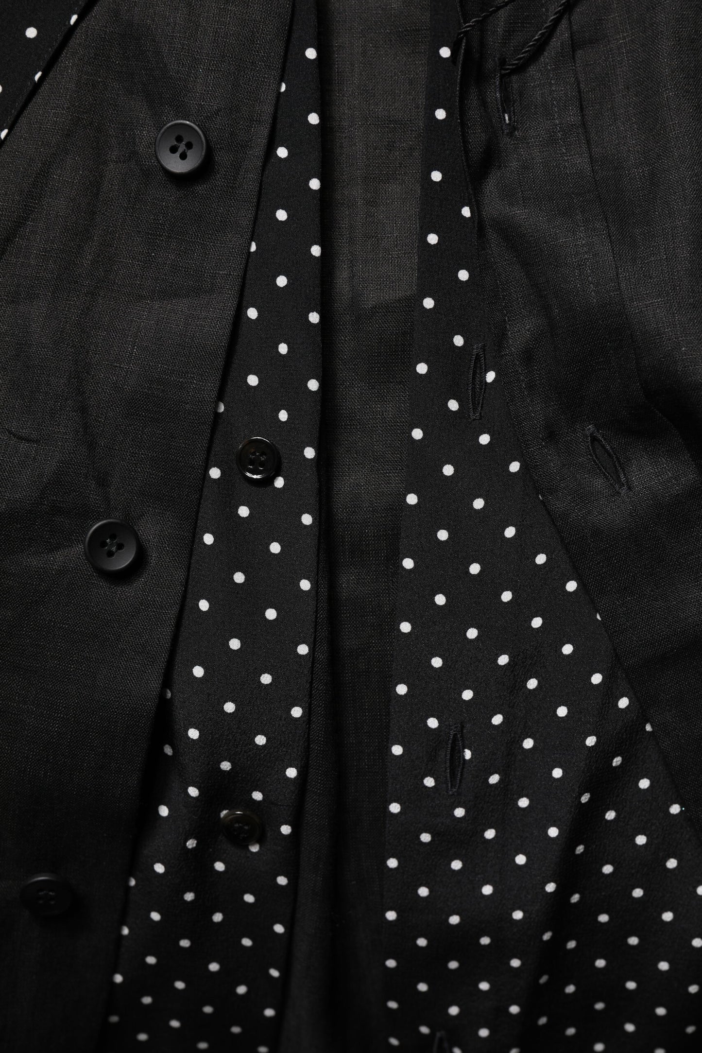 Dolce & Gabbana Black Polka Dot Linen Silk Men Casual Shirt