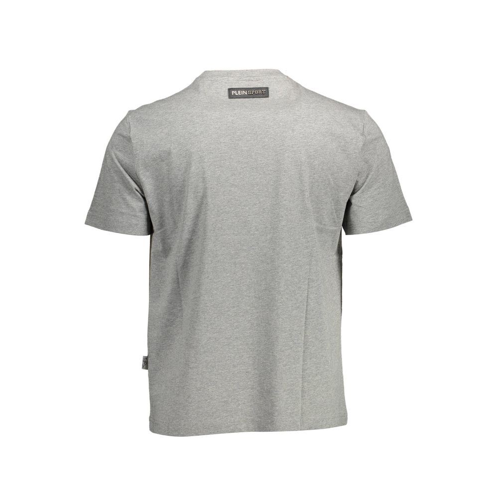 Plein Sport "Gray Cotton Men's T-Shirt with Contrasting Details"