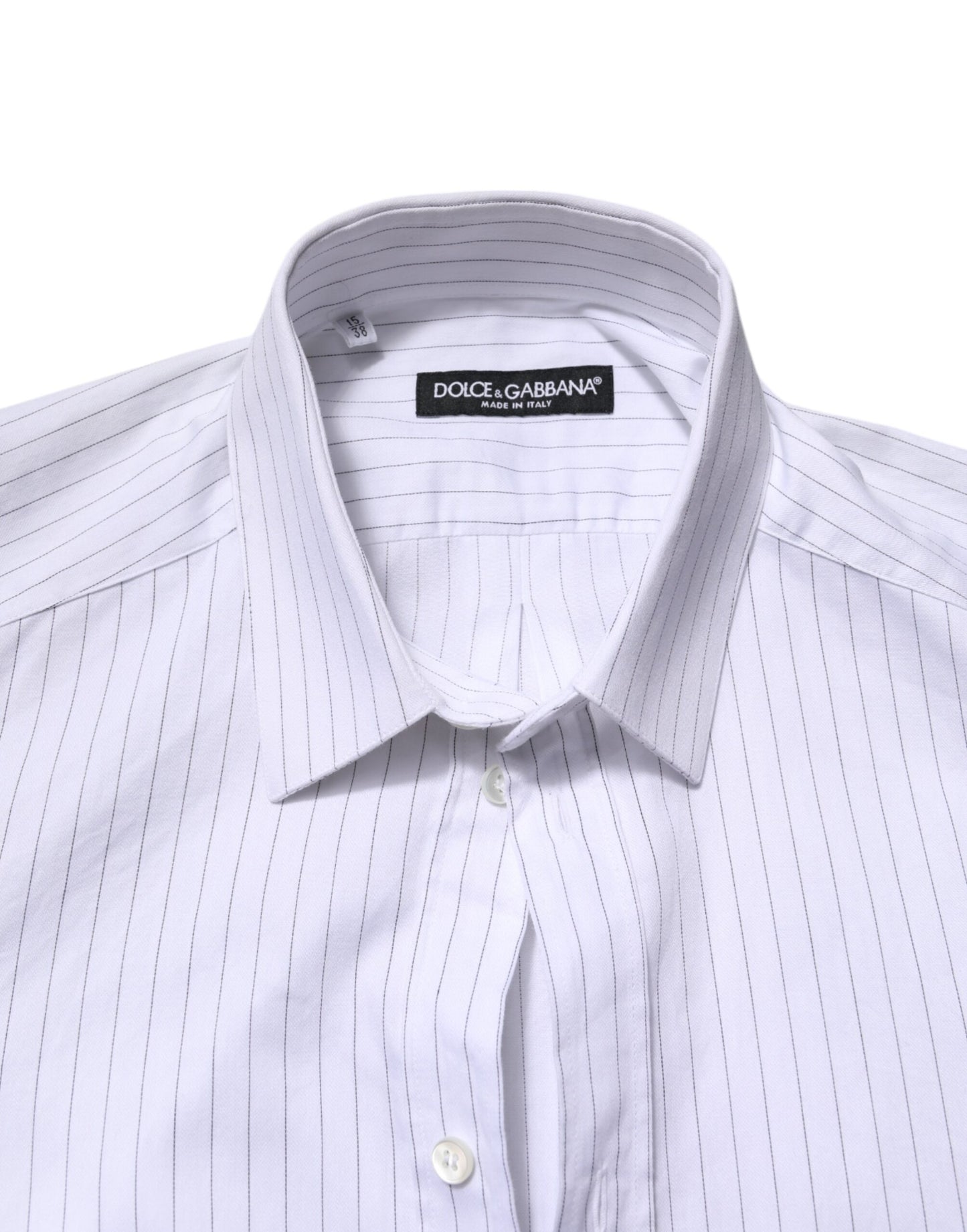 Dolce & Gabbana White Stripes Cotton Long Sleeve Formal Shirt