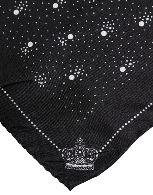 Dolce & Gabbana Black White Printed Square Men Foulard Scarf