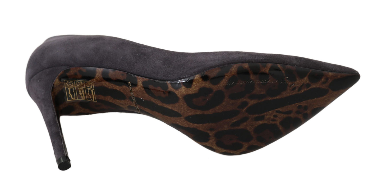 Dolce & Gabbana Gray Suede Leather Stiletto Shoes Heels