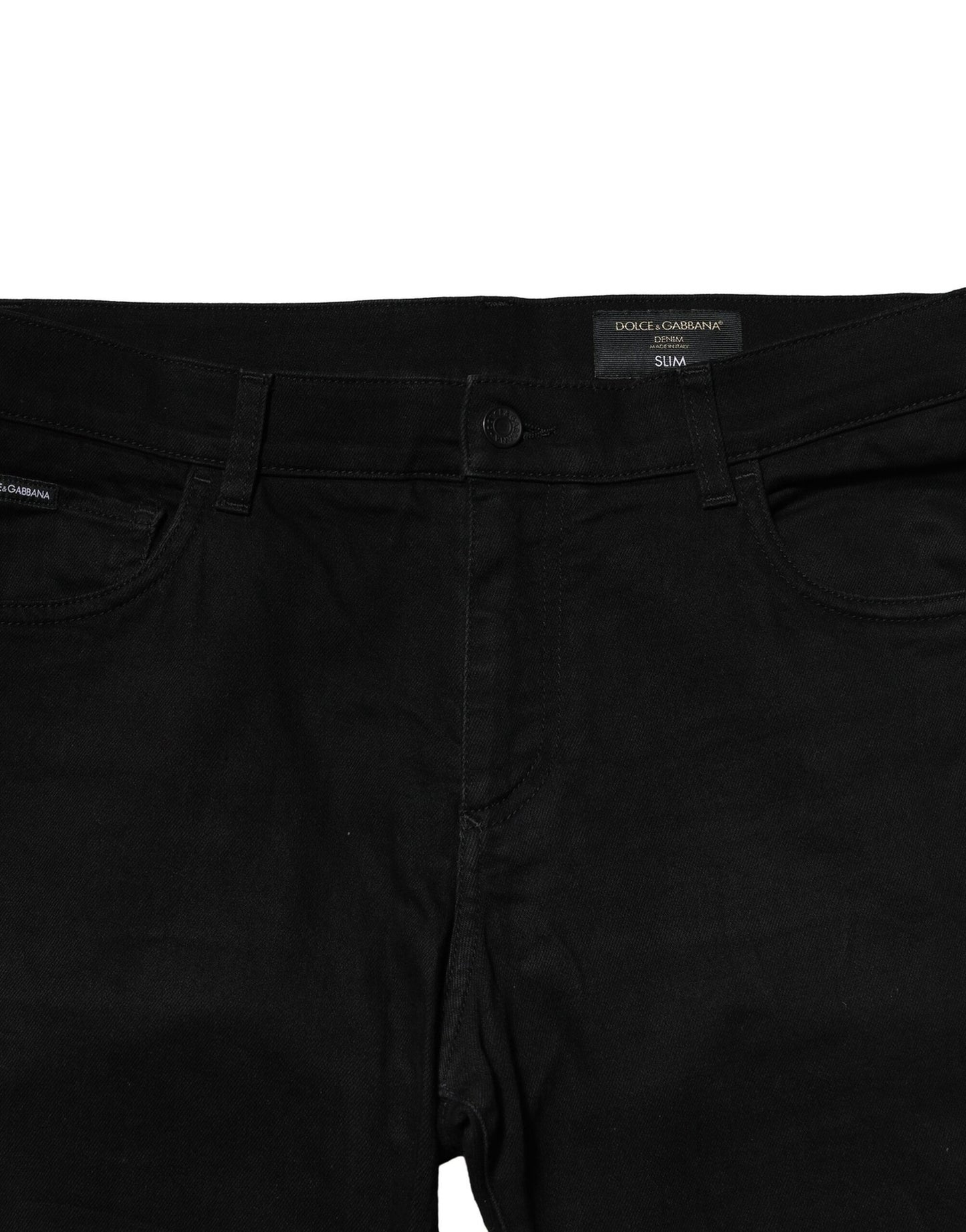 Dolce & Gabbana Black Cotton Tattered Slim Fit Men Denim Jeans