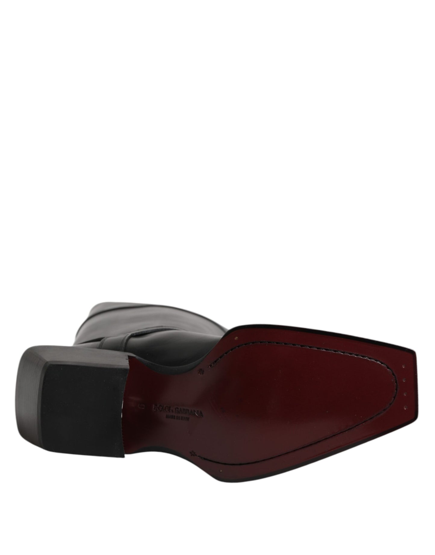 Dolce & Gabbana Black Leather High Boots Flats Shoes