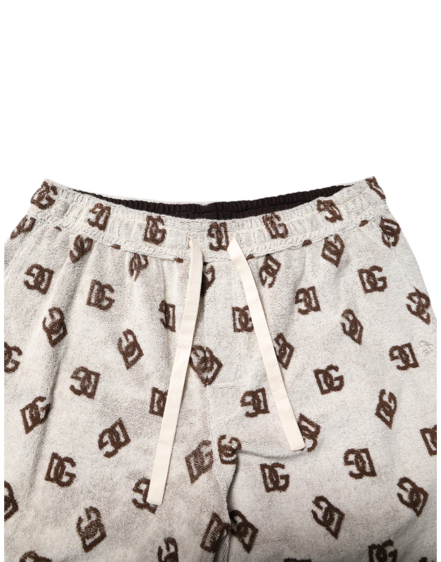 Dolce & Gabbana White Cotton DG Mania Print Men Bermuda Shorts