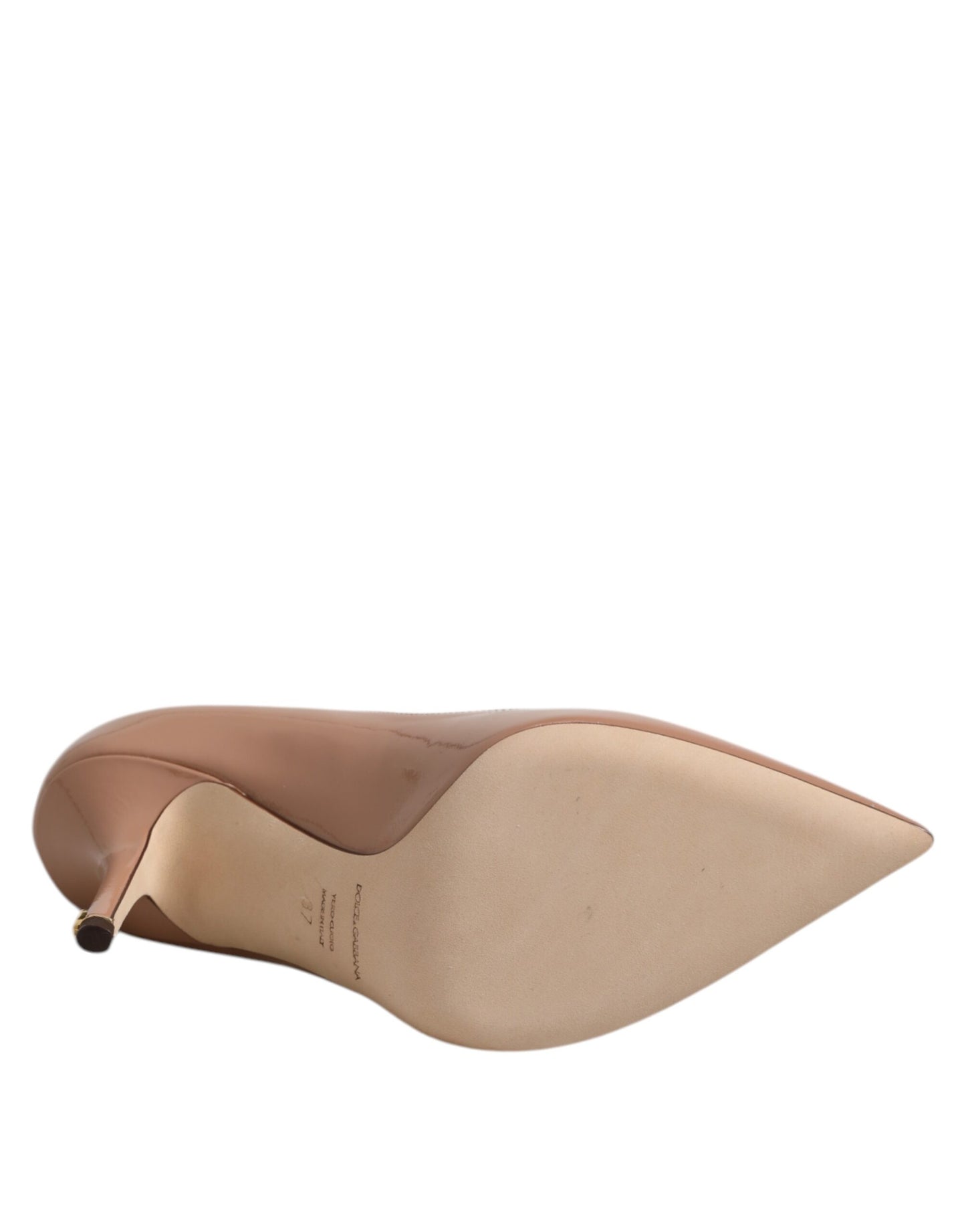 Dolce & Gabbana Beige Patent Leather Stiletto Heel Pump Shoes