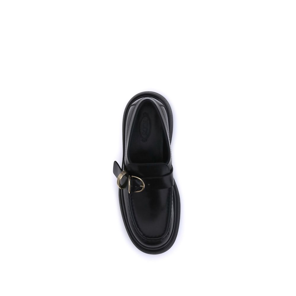 Tod's Black Rubber Platform Loafers
