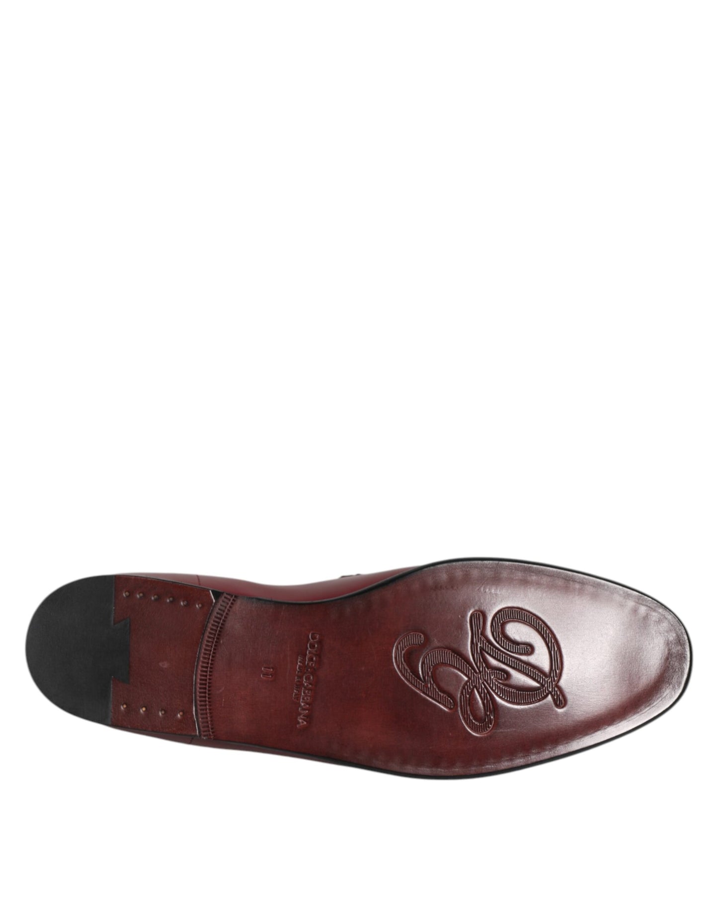 Dolce & Gabbana Burgundy Calfskin Leather Formal Slip On Shoes