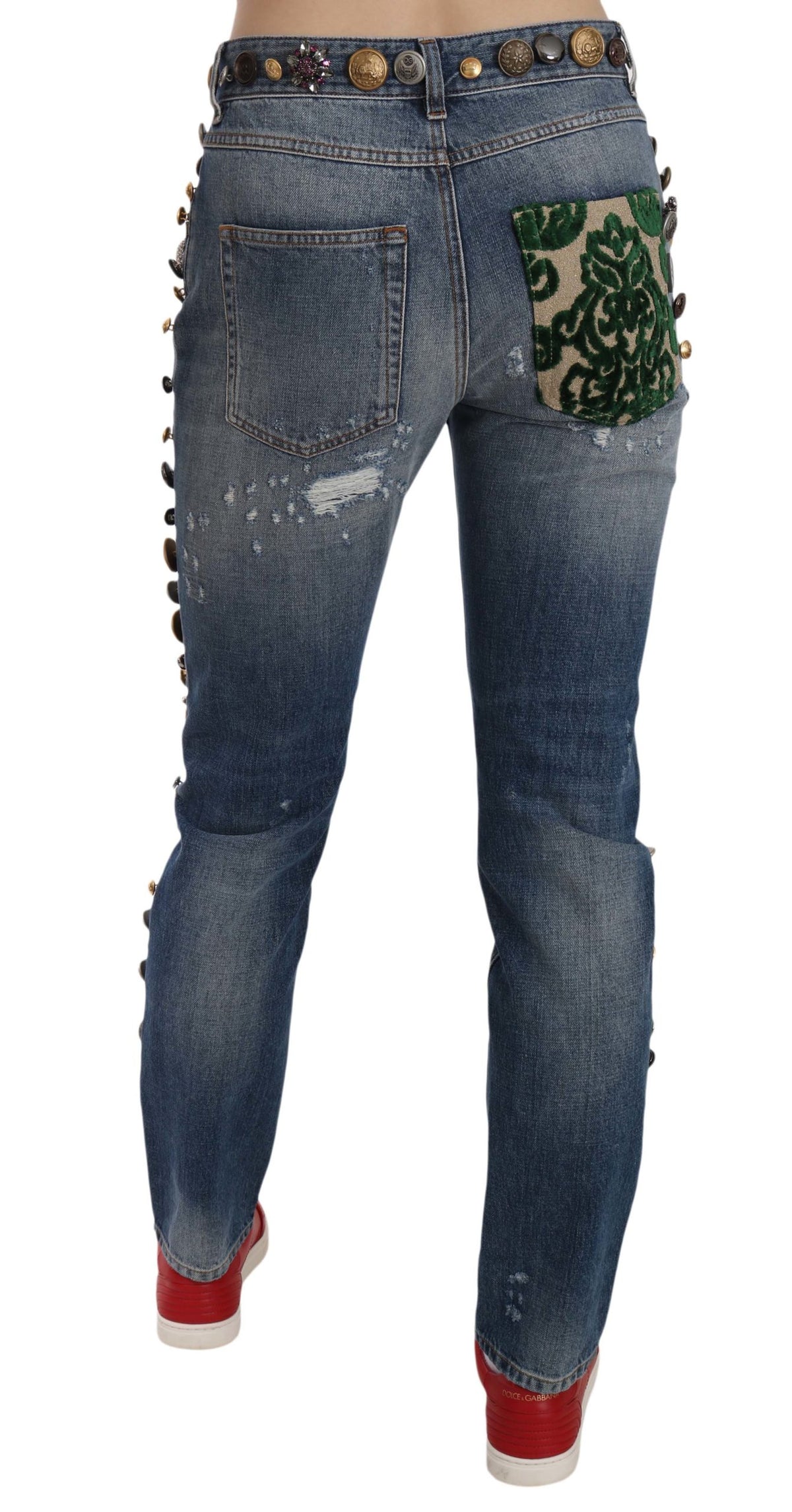 Dolce & Gabbana Luxurious Denim Jeans with Crystal Embellishment