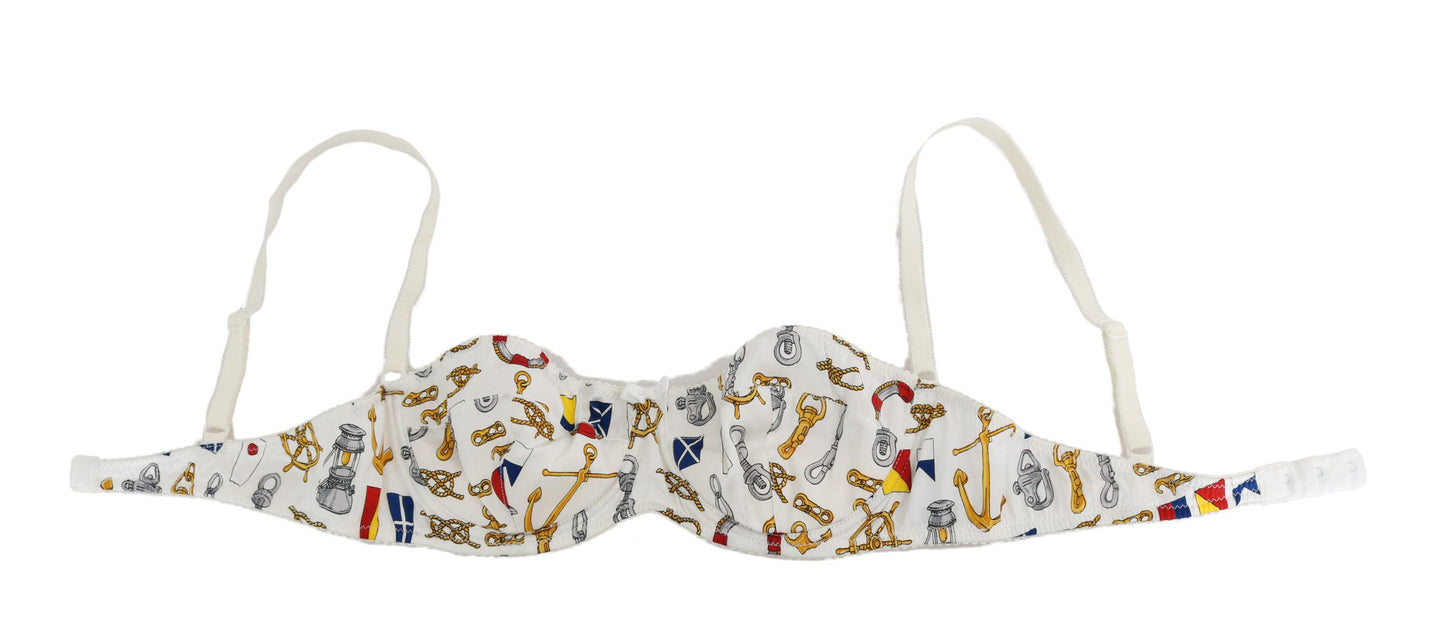 Dolce & Gabbana Elegant white stretch bra with sailor print
