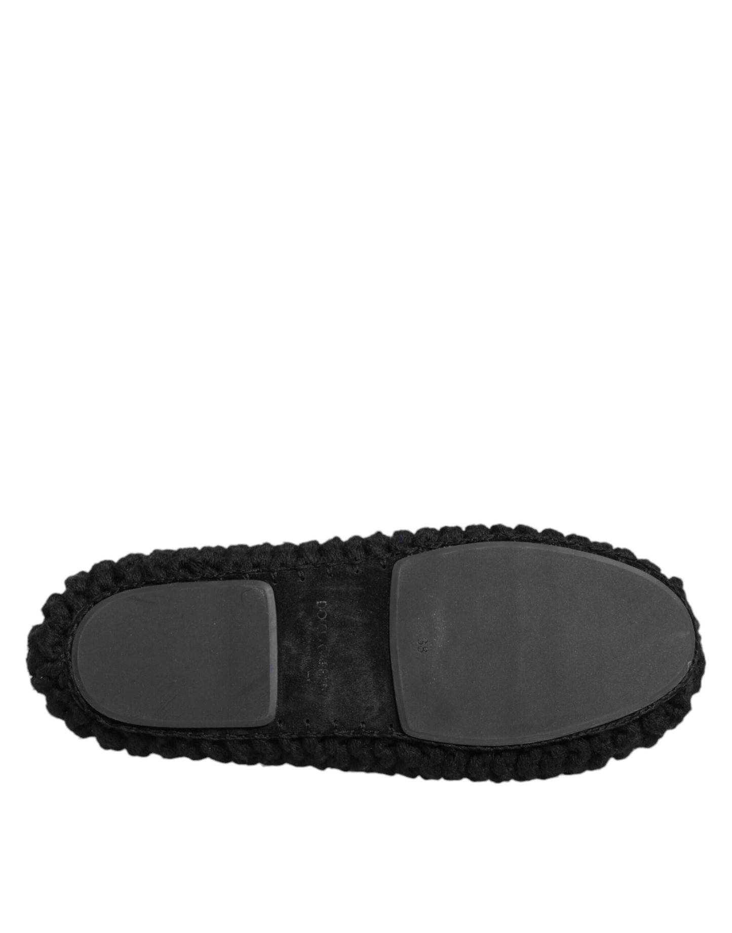 Dolce & Gabbana Black Wool Knit Slip On Ballerina Flats Shoes