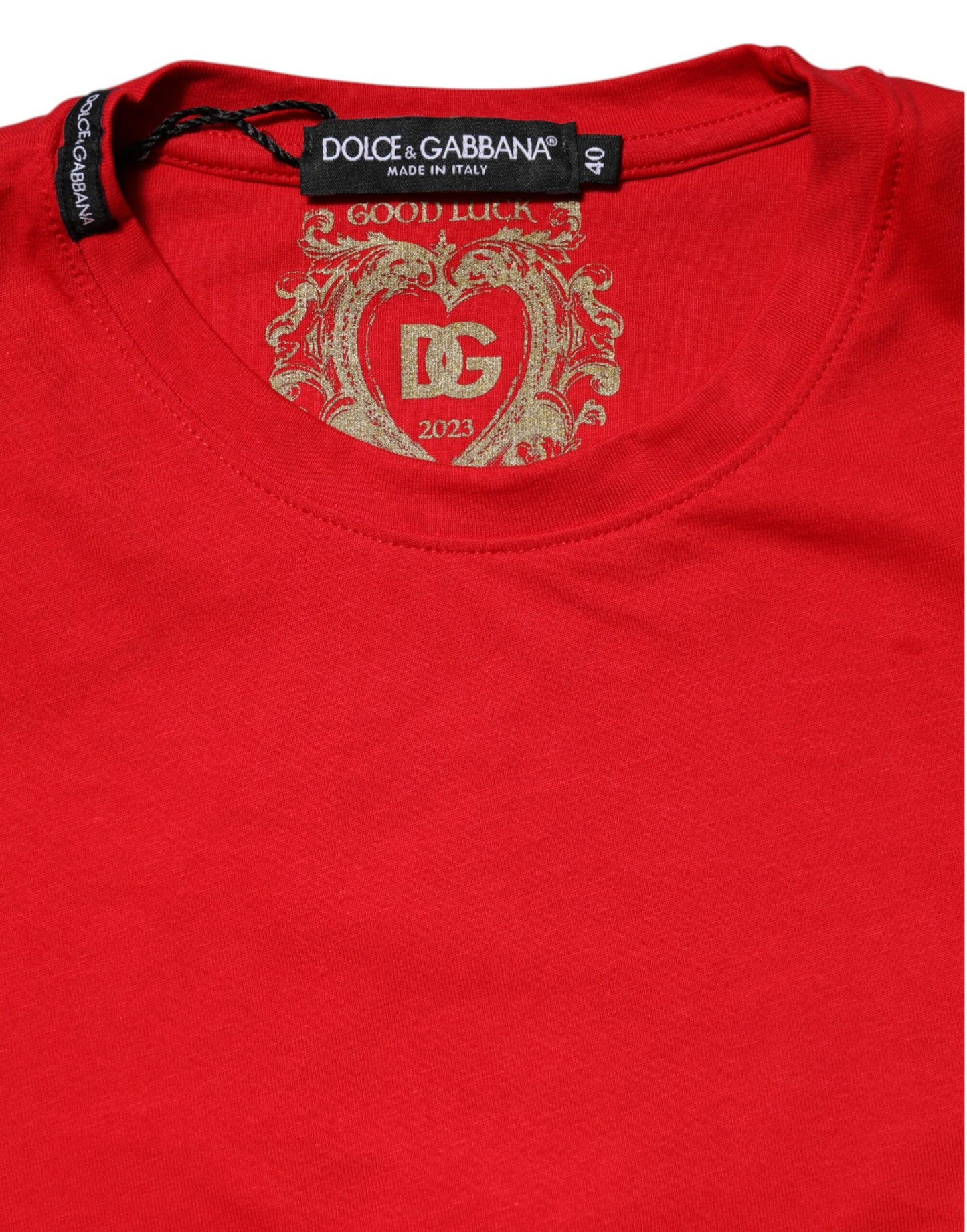 Dolce & Gabbana Red Cotton Crew Neck Short Sleeves Top T-shirt