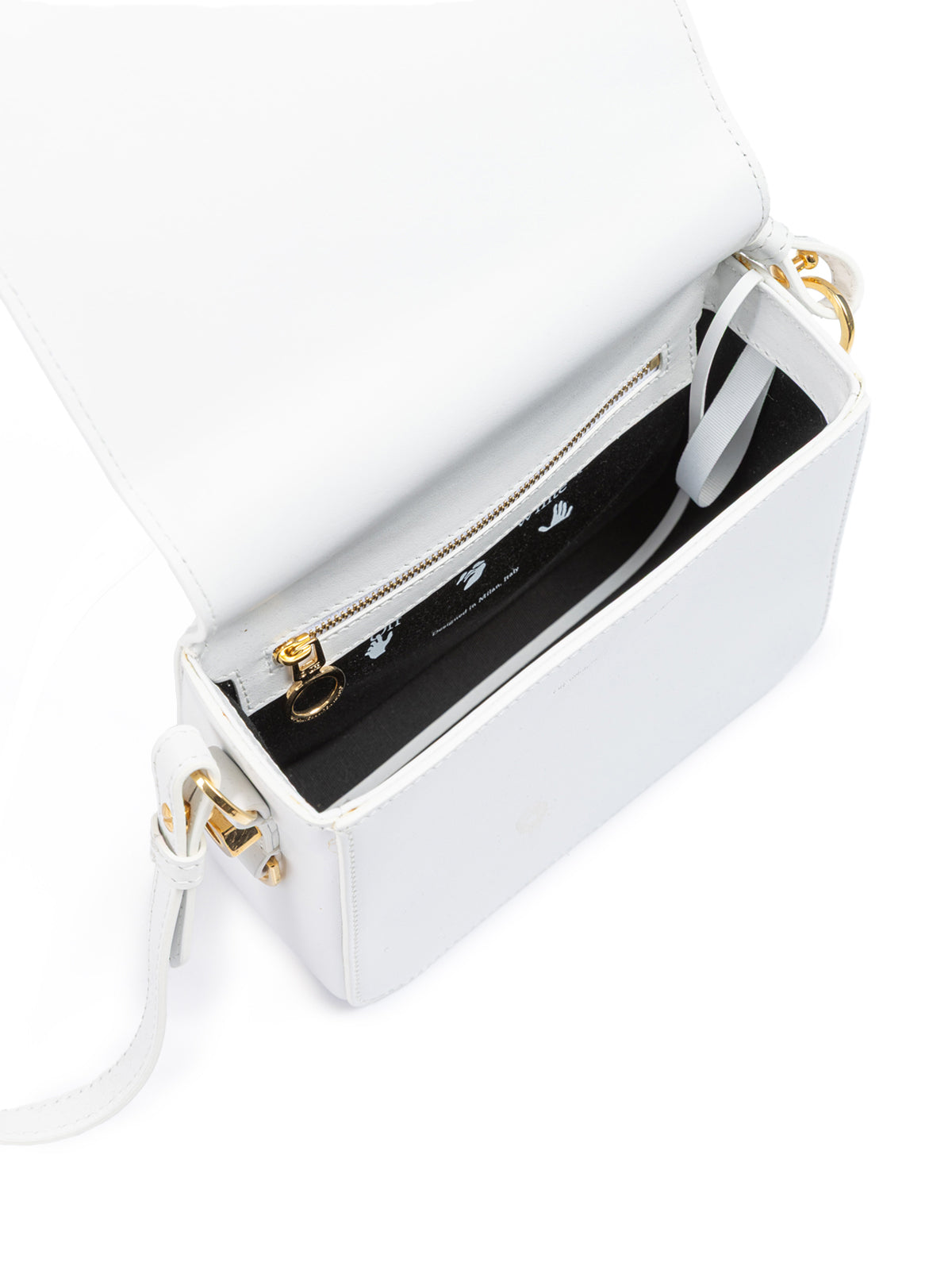 Off-White White/Gold Metallic Stripe Crossbody Bag
