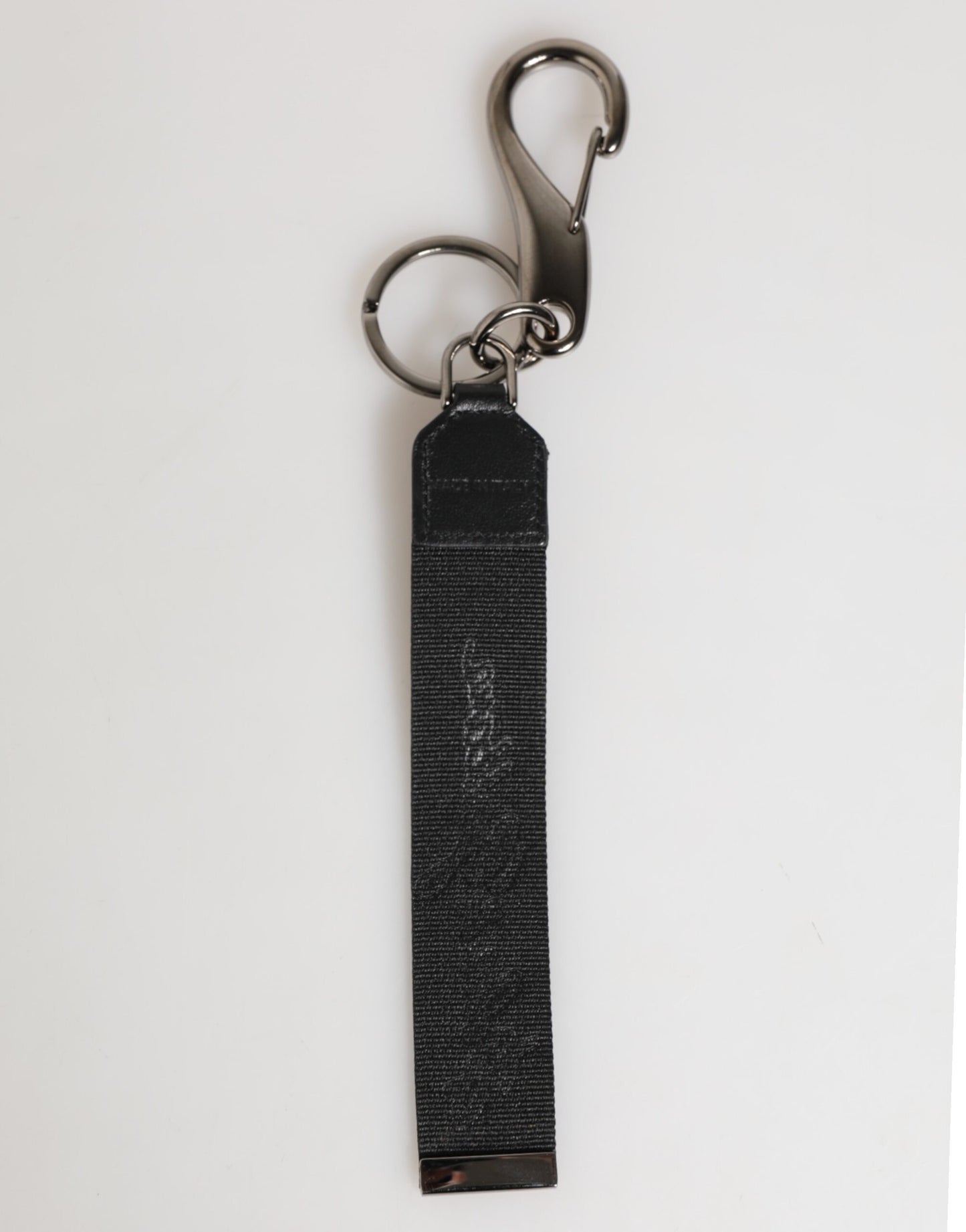 Dolce & Gabbana Black White Polyester DG Logo Silver Men Keychain Keyring