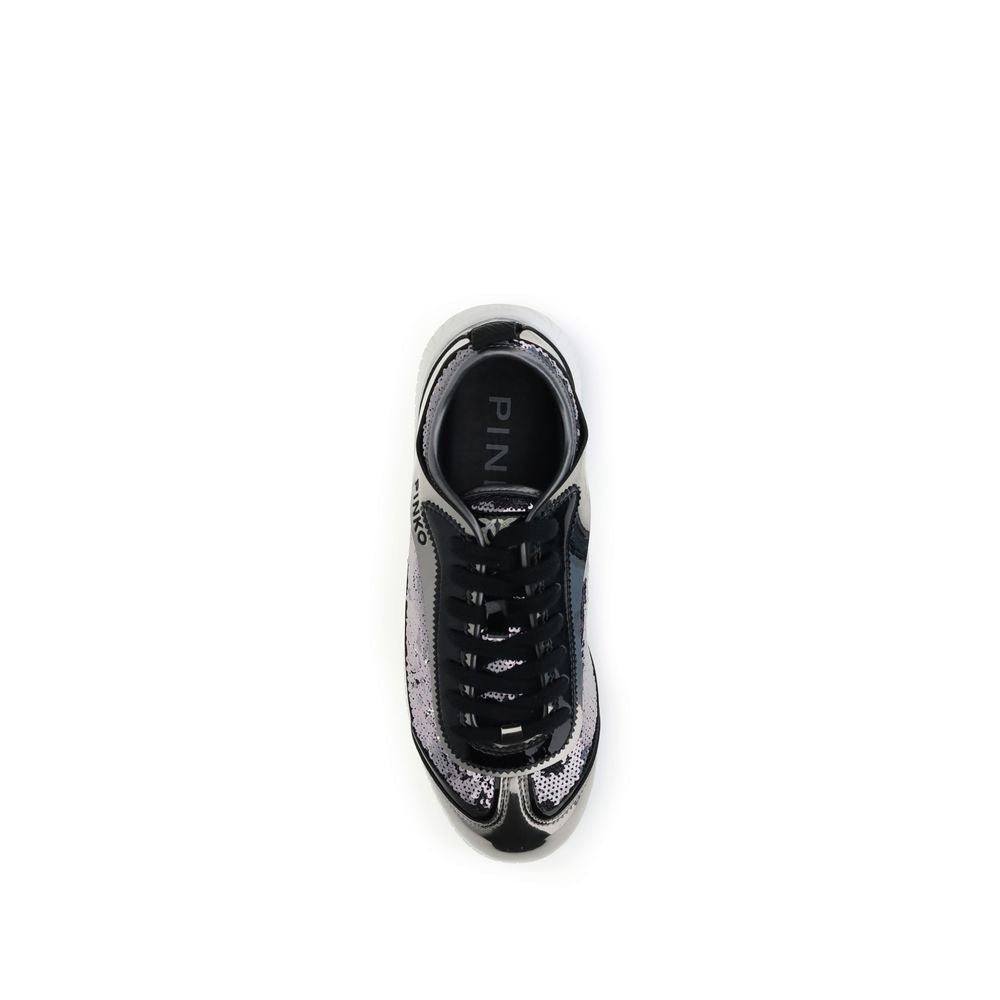 PINKO Silver Nylon Chunky Sneakers
