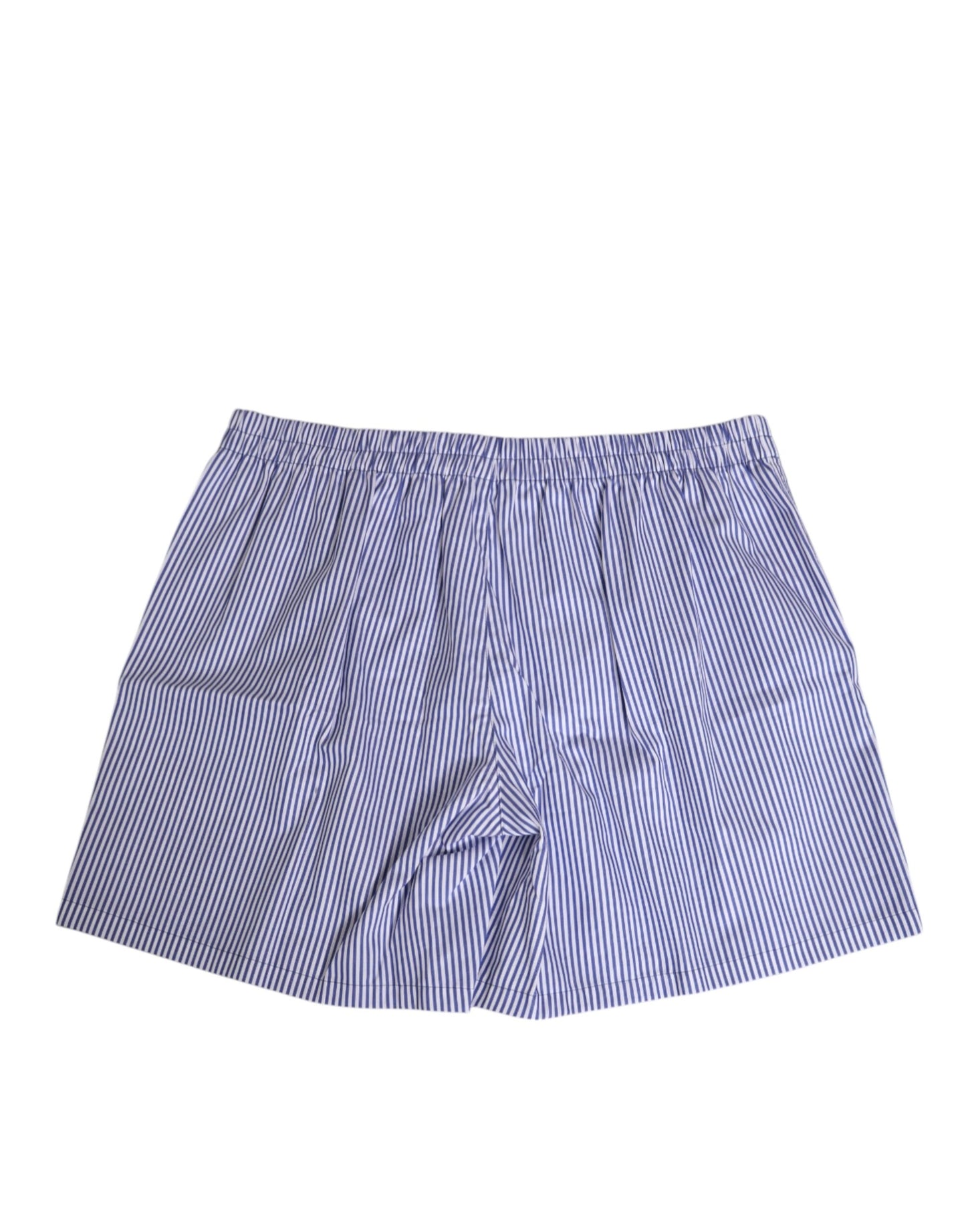 Dolce & Gabbana Blue White Cotton Striped Button Fly Shorts Swimwear