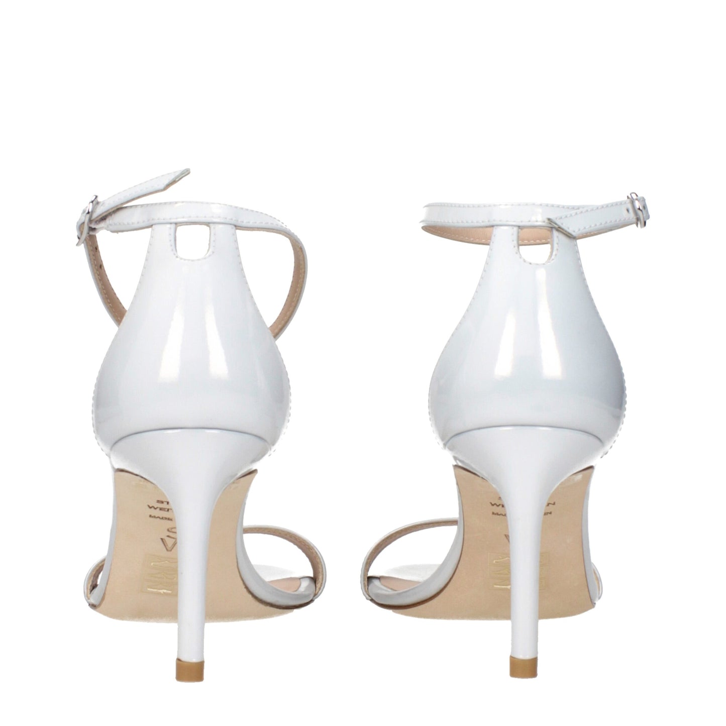 Stuart Weitzman White Leather Stiletto Heel Sandals