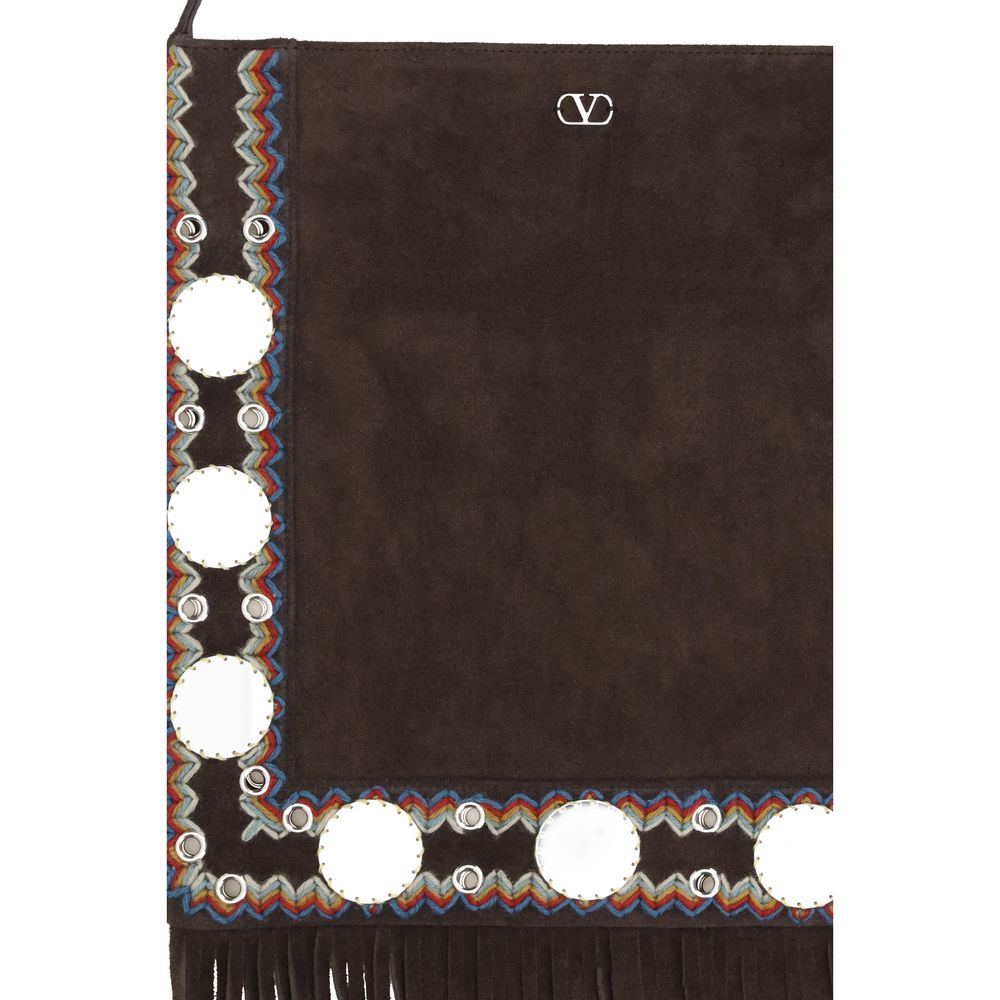 Valentino Garavani Brown Suede Leather Shoulder Bag