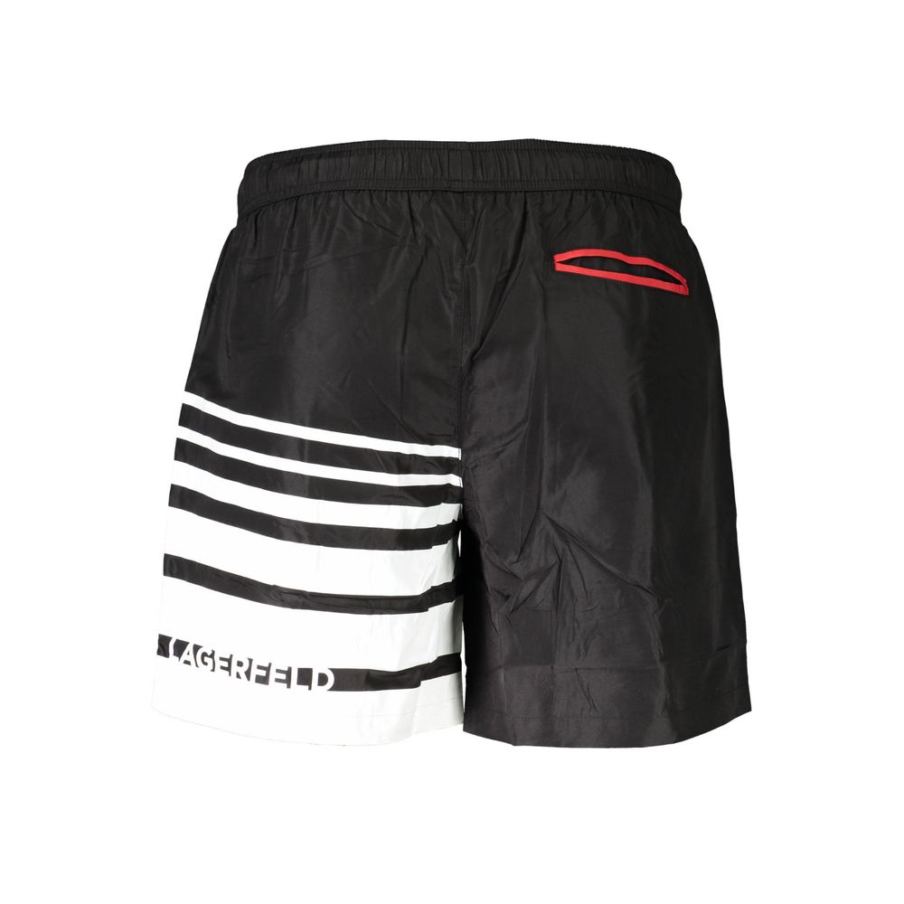 Karl Lagerfeld Black Polyester Men's Swim Trunk