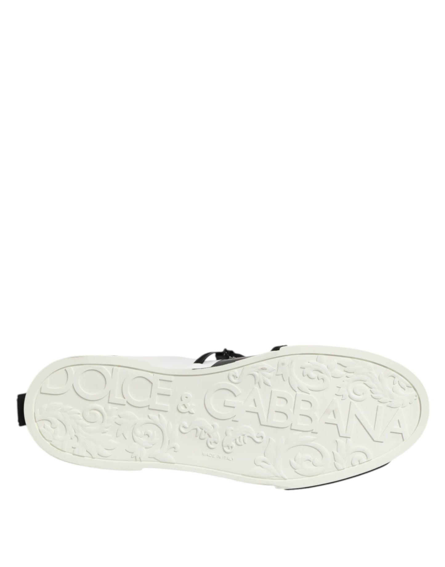 Dolce & Gabbana White Leather Logo Portofino Sneakers Shoes