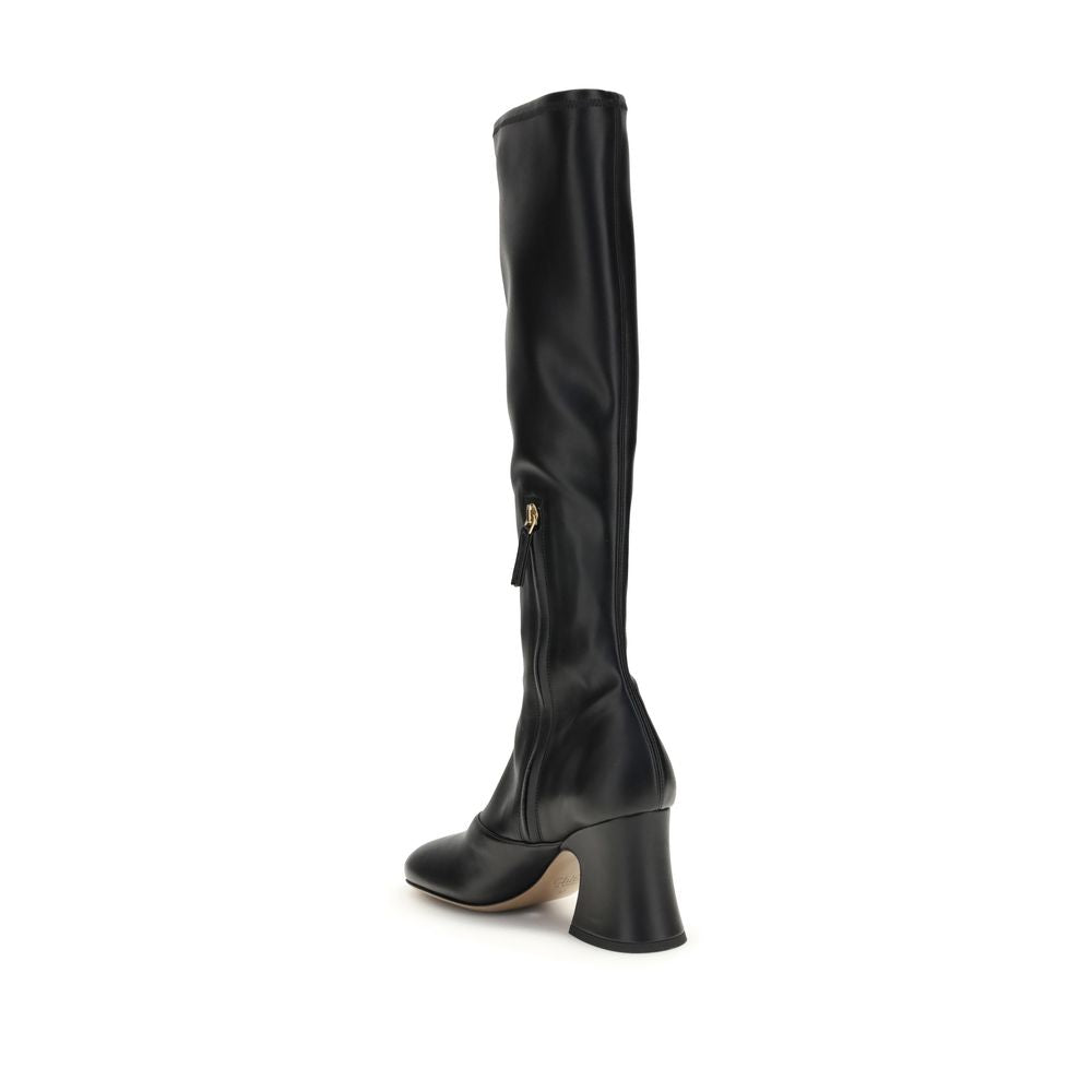 Chloé Black Leather High Heel Boots