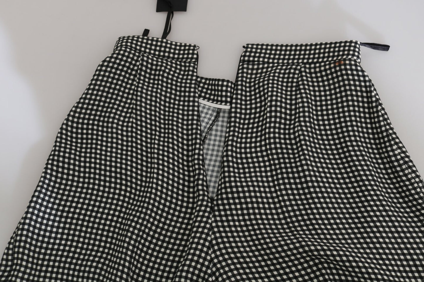 Elisabetta Franchi Black and White Checkere Stretch Skirt