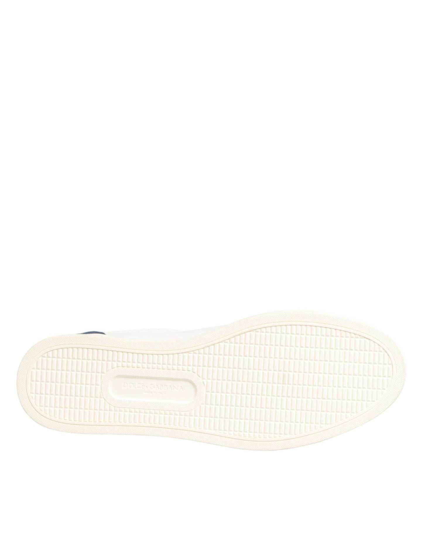 Dolce & Gabbana White Blue Leather Logo Patch Sneakers Shoes