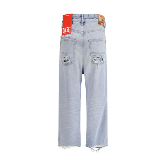 Diesel Blue Cotton Relaxed Fit Jeans