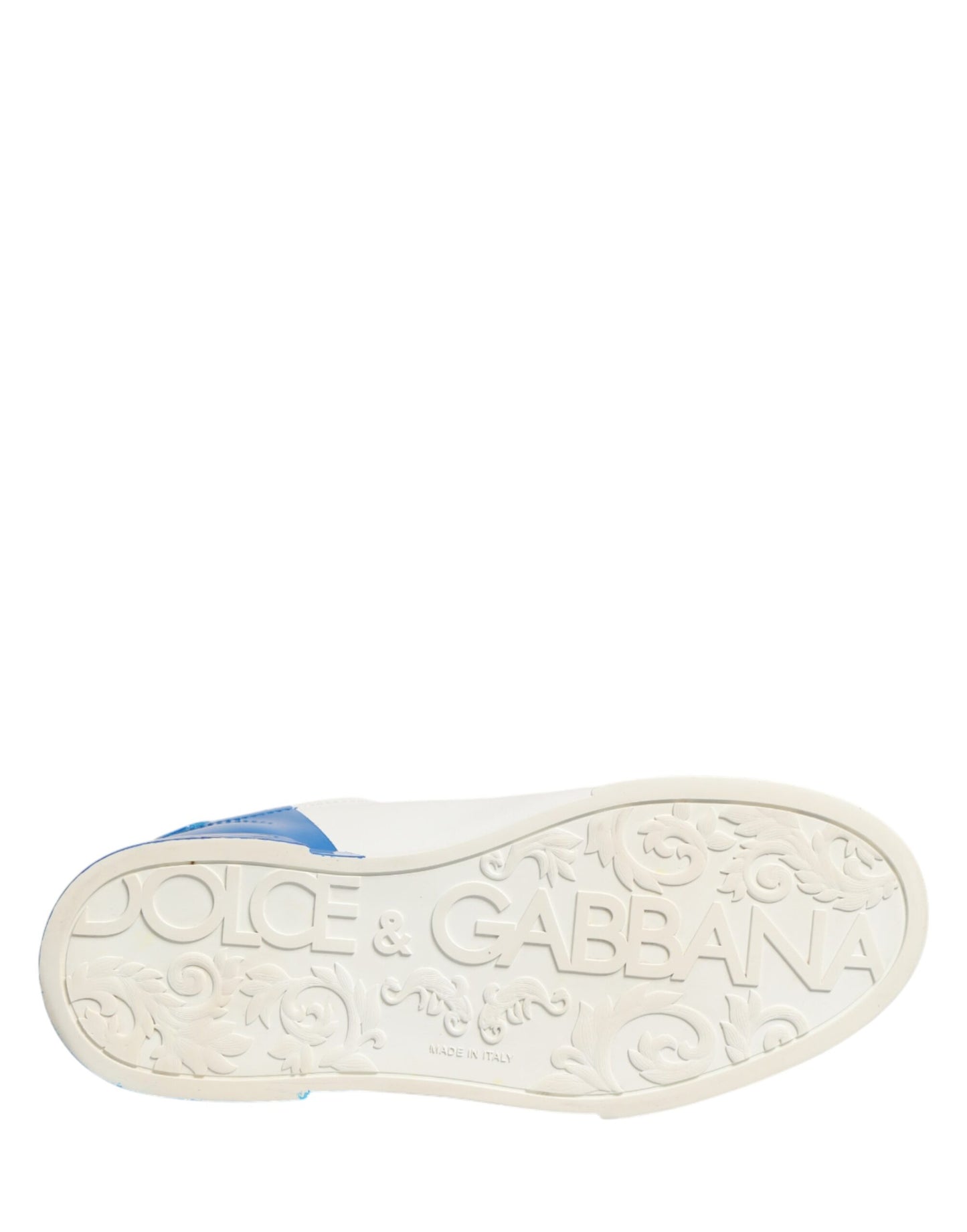 Dolce & Gabbana White Blue Portofino Low Top Sneakers Shoes