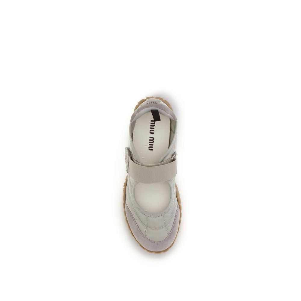 Miu Miu Gray Recycled Polyamide Ballet Flats