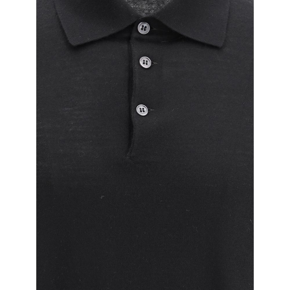 Brunello Cucinelli Black Cashmere Polo Shirt