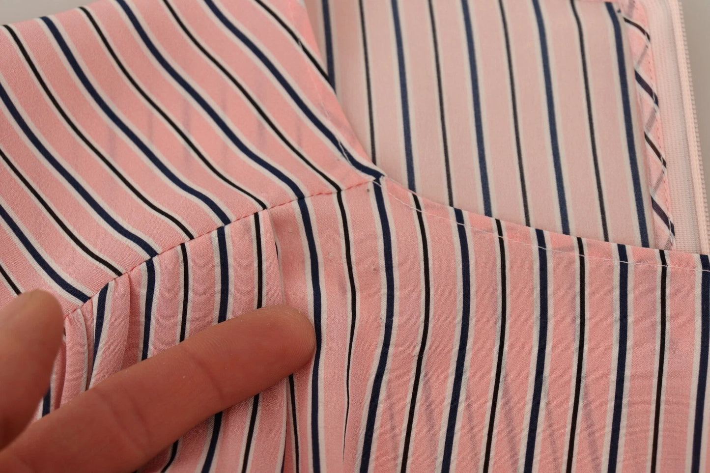 Ermanno Scervino Pink Stripes Long Sleeves Sheath Midi Dress