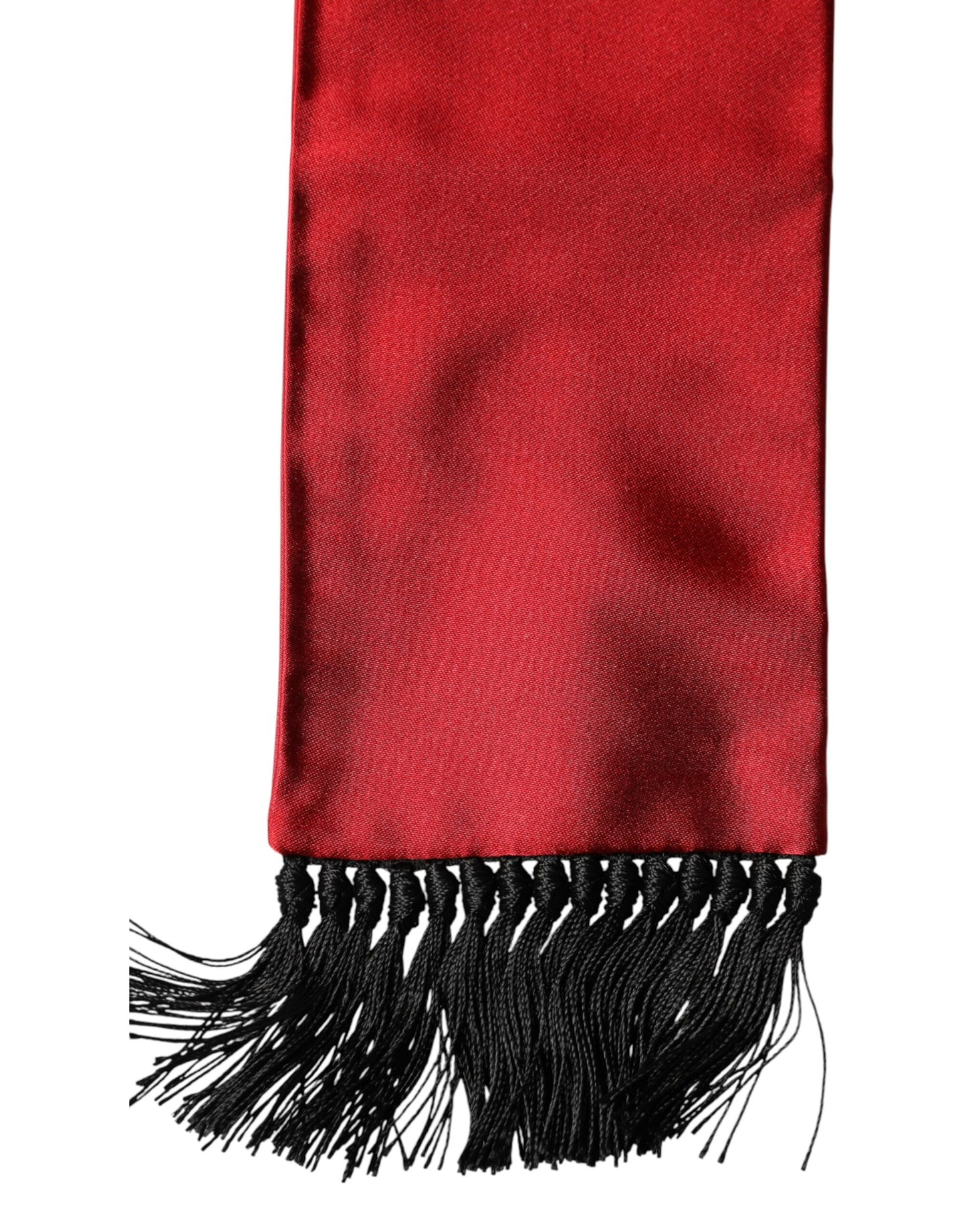 Dolce & Gabbana Red Silk Fringes Neck Wrap Foulard Scarf