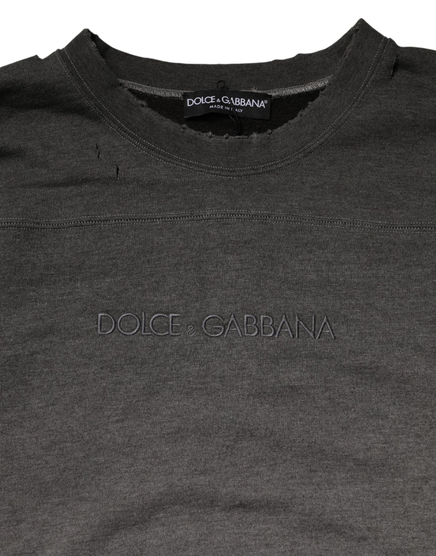 Dolce & Gabbana Gray Cotton Crew Neck Men Sweatshirt Sweater