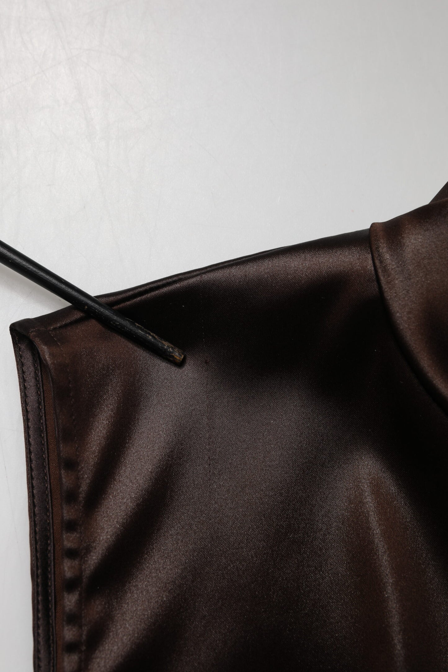 Dolce & Gabbana Brown Satin Sheath Midi SleeveLess Dress