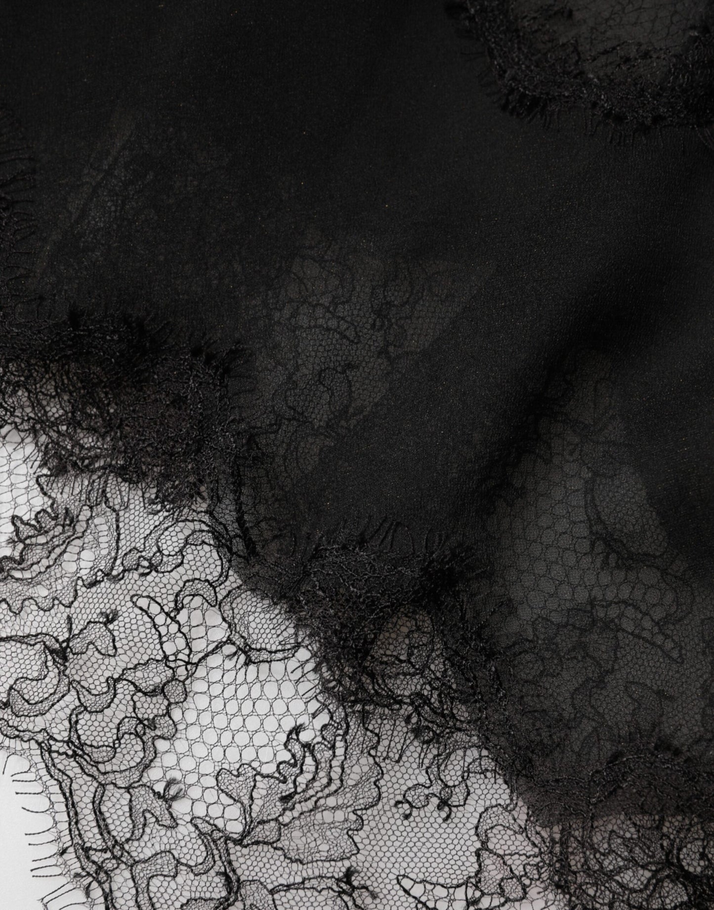 Dolce & Gabbana Black Silk Floral Lace Chemise Lingerie Top