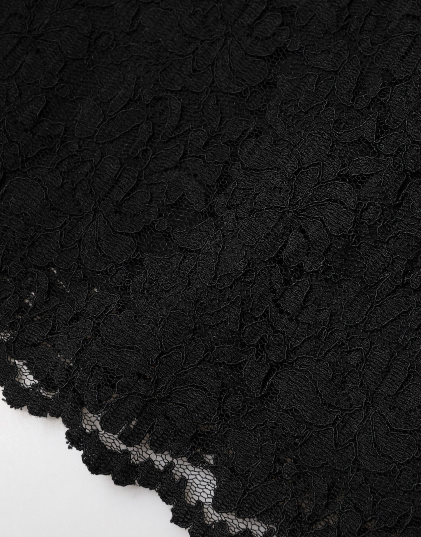 Dolce & Gabbana Black Floral Lace Silk Round Neck Blouse Top