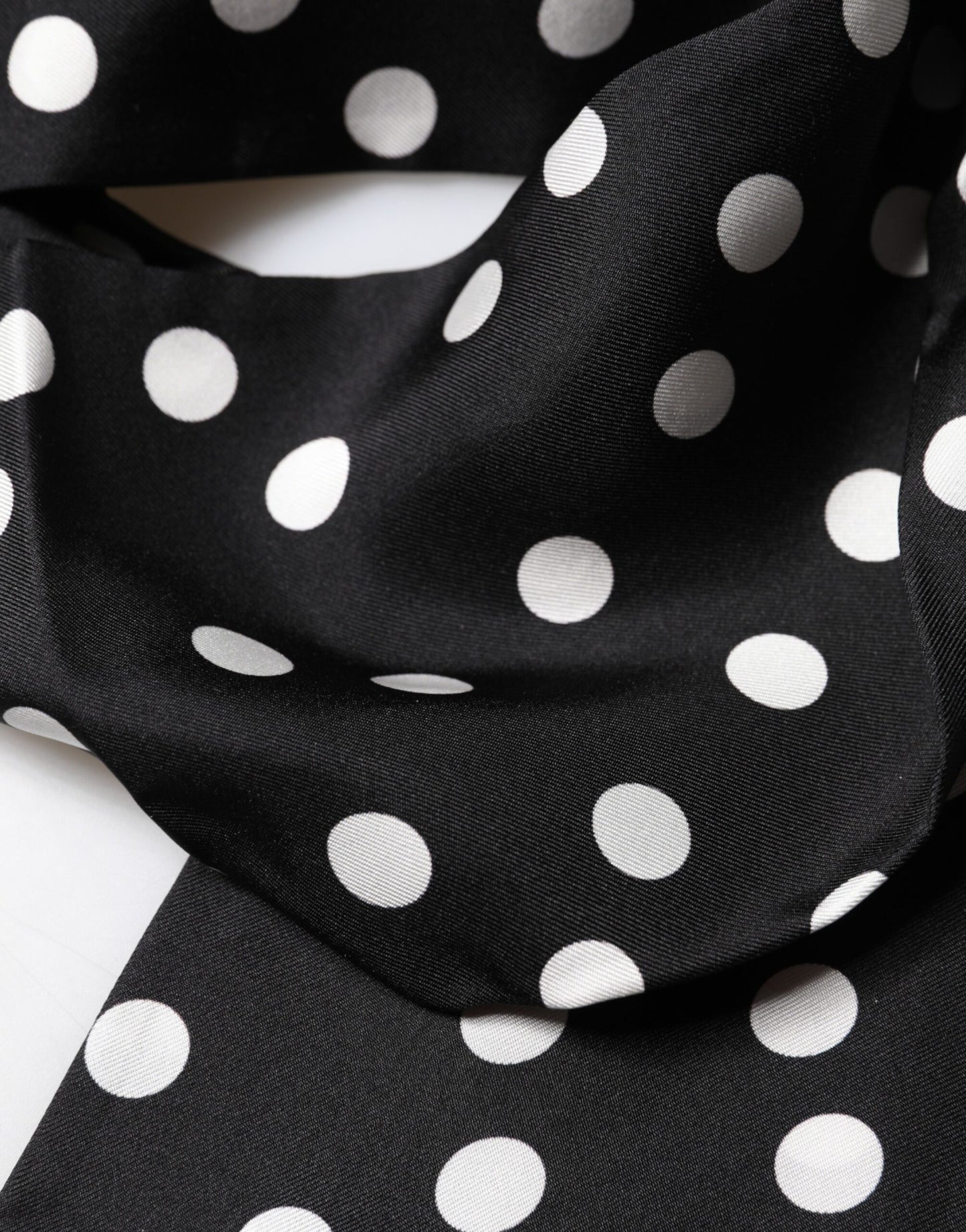 Dolce & Gabbana Scarf Black Polka Dot Silk Neck Wrap Foulard