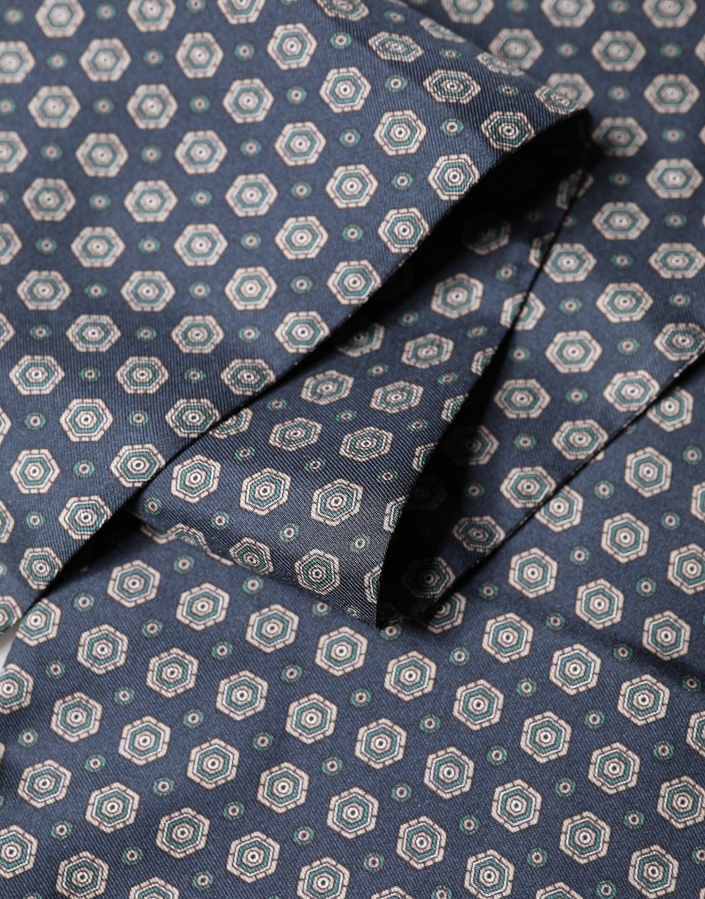 Dolce & Gabbana Blue Patterned Silk Fringes Foulard 138cm x 15.5cm Scarf