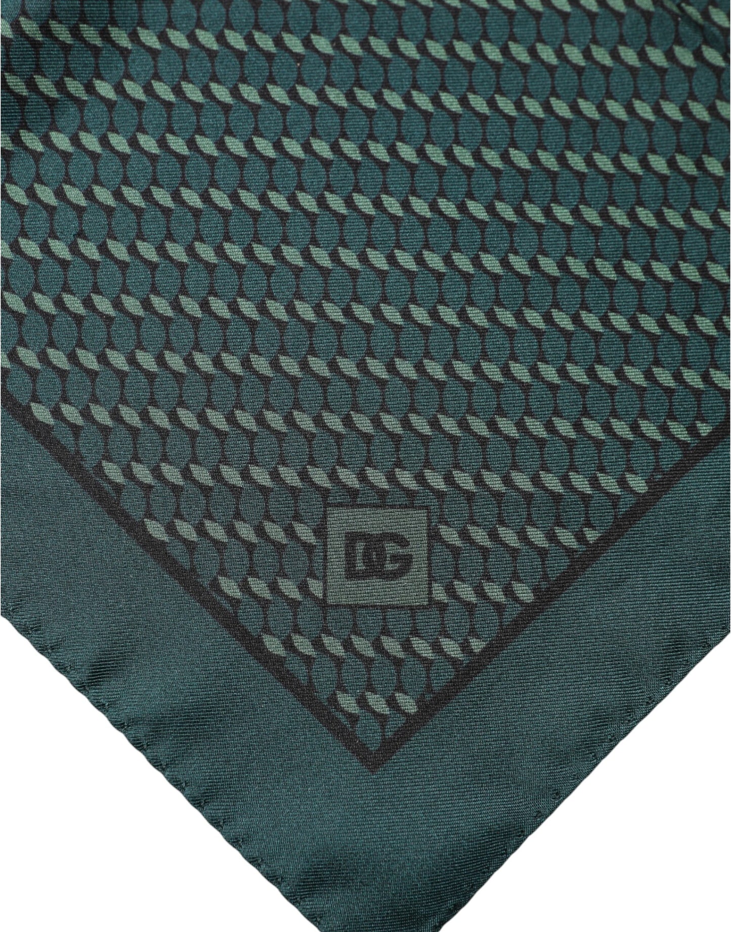 Dolce & Gabbana Dark Green Silk Patterned Handkerchief 32cm x 31cm Scarf