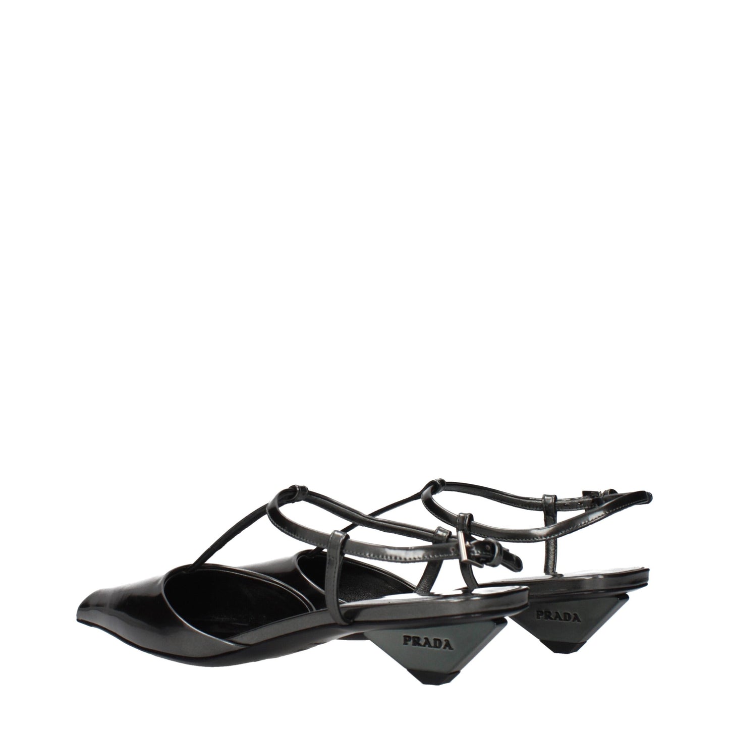 Prada Gray Leather Sandals