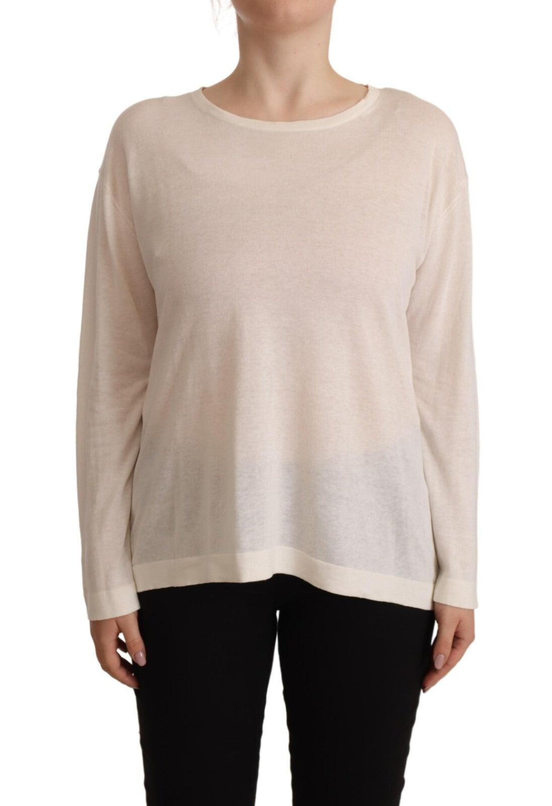 Ballantyne Off White Long Sleeves Round Neck Pullover Sweater