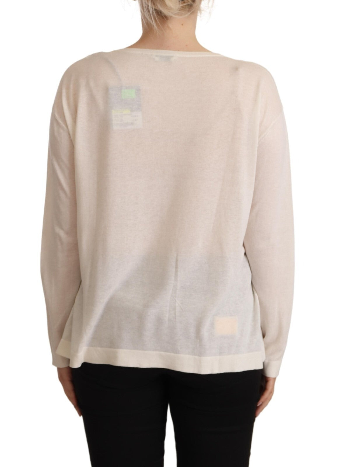 Ballantyne Off White Long Sleeves Round Neck Pullover Sweater