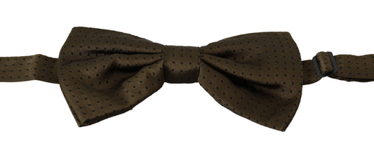 Dolce &amp; Gabbana Elegant Dotted Silk Bow Tie in Brown