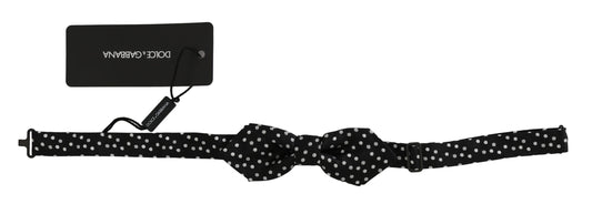 Dolce &amp; Gabbana Elegant Black Dotted Silk Bow Tie