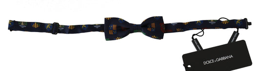 Dolce &amp; Gabbana Exquisite silk bow tie with blue flag print